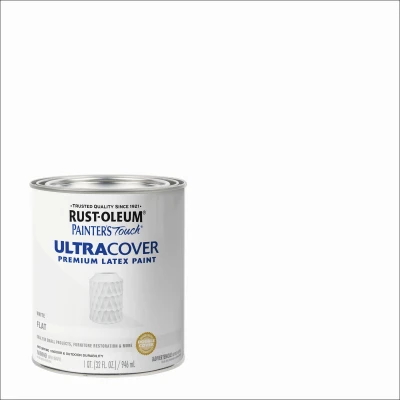 Painter's Touch Ultra Cover Latex Paint Flat White 1 Quart