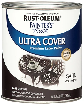 Painter's Touch Ultra Cover Latex Paint, Satin Espresso, 1-Qt.