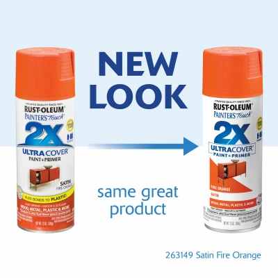Painter's Touch 2x Ultra Cover 12 Oz. Satin Paint + Primer Spray Paint, Fire Orange