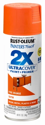 Painter's Touch 2x Ultra Cover 12 Oz. Satin Paint + Primer Spray Paint, Fire Orange