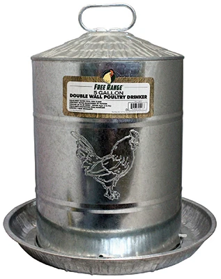 5 Gallon Double Wall Galvanized Steel Poultry Drinker Fountain For Chickens
