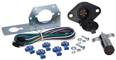 6-way Round Car & Trailer Connector Kit With Hardware And Bracket - Model Ue600010