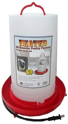 Heated Poultry Fountain, Thermostat Control, 100-Watt, 3-Gals.