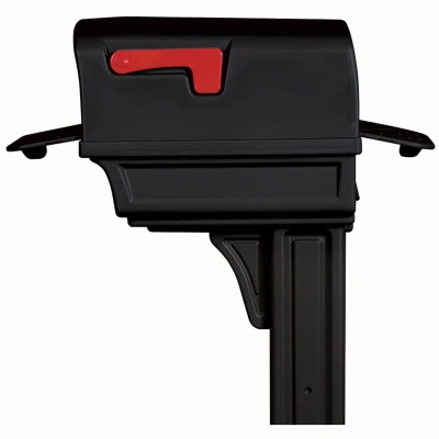 Gentry All-in-One Black Plastic Mailbox and Post Cover Combo