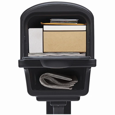 Gentry All-in-One Black Plastic Mailbox and Post Cover Combo