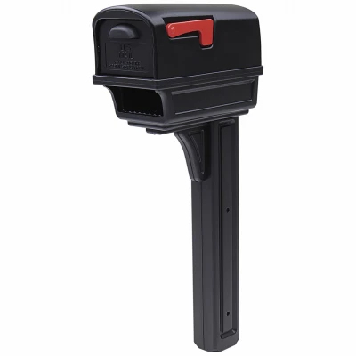 Gentry All-in-One Mailbox and Post Cover Combo, Black Plastic