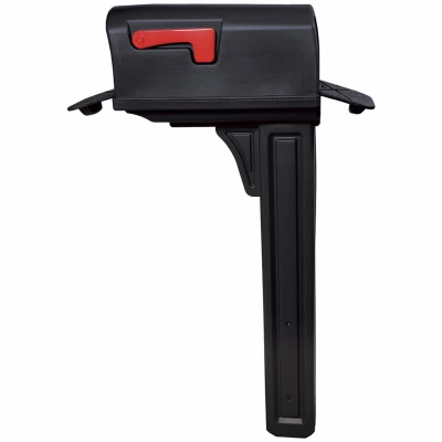 Classic All-in-One Mailbox and Post Cover Combo in Black Durable Plastic