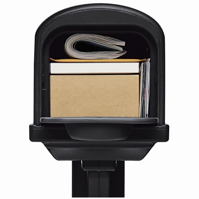 Classic All-in-One Mailbox and Post Cover Combo in Black Durable Plastic