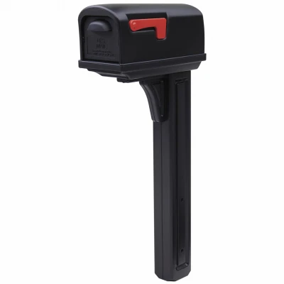 Classic All-in-One Mailbox and Post Cover Combo, Black Plastic