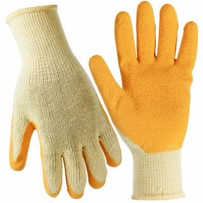 Work Gloves, Latex Coated Palm, Blue, M