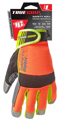 Safety Max Hi-viz Work Gloves, Touchscreen Compatible, Large Size, Model 9843-23