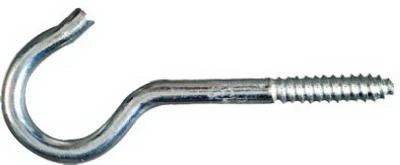 Ceiling Hook, Zinc, #10, 2-1/16 In., 6-Pk.