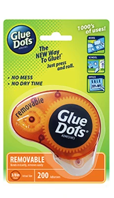Removable Adhesive Dispenser with 3/8-Inch Tape, 200 Count