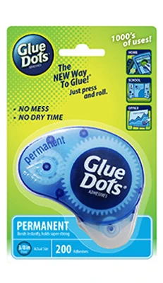 Permanent Adhesive Dispenser With 200 Count Of 3/8-inch Glue Dots