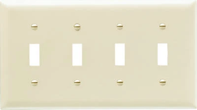 Pass and Seymour 4-Gang 4-Toggle Wall Plate Urea Ivory Finish