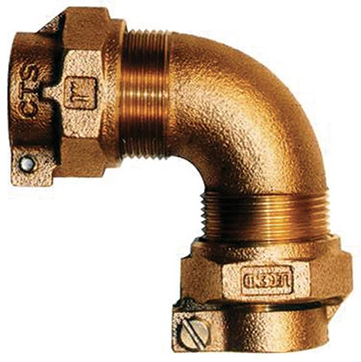 Water Service Elbow, Lead Free, CTS PAK x PAK, 1 In.
