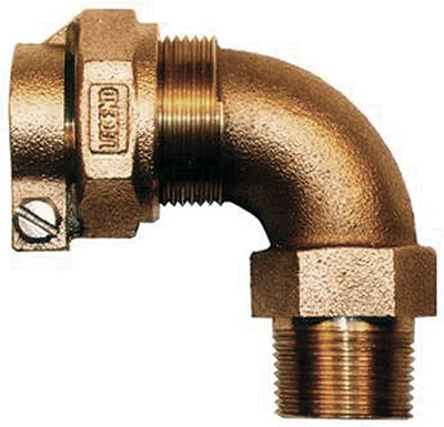 Water Service Elbow, Cts Pak X Mip, 1" X 3/4" - No Lead Copper