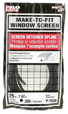 Screen Retainer Spline, Black, 15/64 In. x 25 Ft.