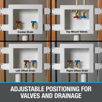Quadtro 1/4-turn Washing Machine Outlet Box With Brass Valves