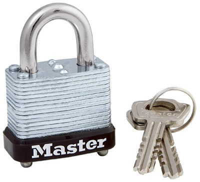 1-1/8 In. Keyed Padlock, Laminated Warded Steel