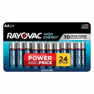 High Energy AA (Double A) Alkaline Batteries, 24 Pack