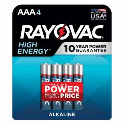 High Energy AAA (Triple A) Alkaline Batteries, 4 Pack