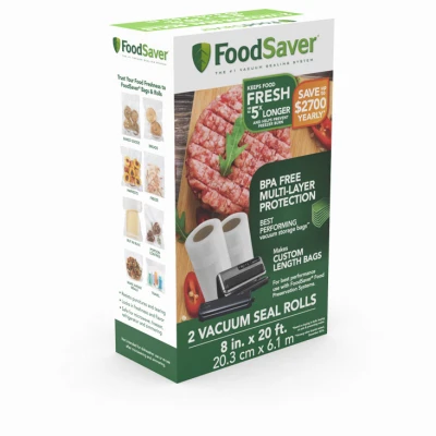 Vacuum Seal Food Storage Rolls, 8 In. x 15 Ft., 2-Pk.