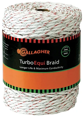 Electric Fence Turbo Equibraid, Ultra White, 1/8-In. x 656-Ft.
