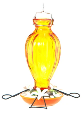 Oriole Bird Feeder, Fluted Glass, 20-oz.