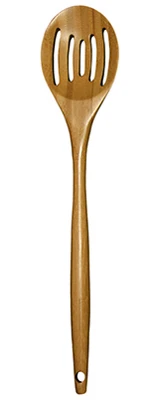 Fourteen Inch Bamboo Slotted Spoon Durable Eco-Friendly Kitchen Utensil