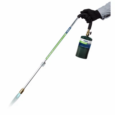 Self-Lighting Outdoor Torch with Wind Resistant Flame and Adjustable Height