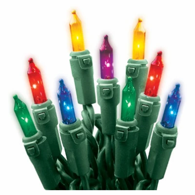 Christmas String to String 100-Light Set, Multi/Green Wire