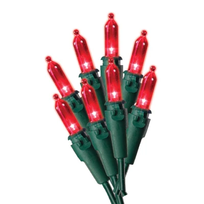 Christmas LED String Light Set, Red, 50 Mini Lights