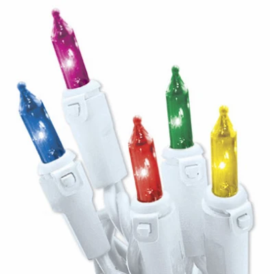 Christmas String to String 100-Light Set, Multi/White Wire
