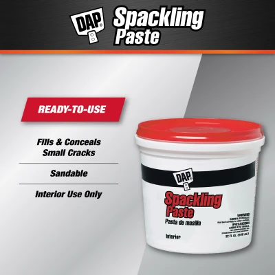 Pre-Mixed Spackling Putty, 1 Quart Container for Wall Repair