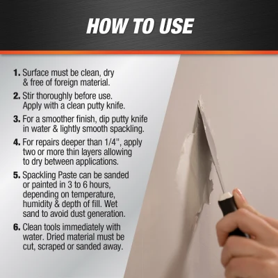 Pre-Mixed Spackling Putty, 1 Quart Container for Wall Repair
