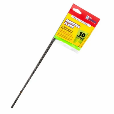 Marking Stake Flags, Fluorescent Lime, 2.5 x 3.5 In. Flag, 15 In. Stake, 10-Pk.