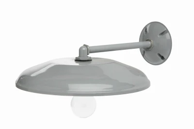 Barn/Yard Light, Round, Gray, 12 In.