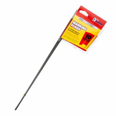 Fluorescent Marking Stake Flags, Red, 2.5 x 3.5 In. Flag, 15 In. Stake, 10-Pk