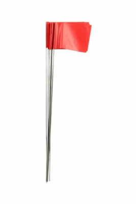 Fluorescent Marking Stake Flags, Red, 2.5 x 3.5 In. Flag, 15 In. Stake, 10-Pk