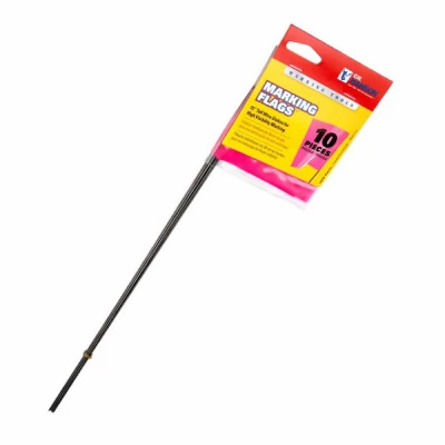 Marking Stake Flags, Fluorescent Pink, 2.5 x 3.5 In. Flag, 15 In. Stake, 10-Pk.