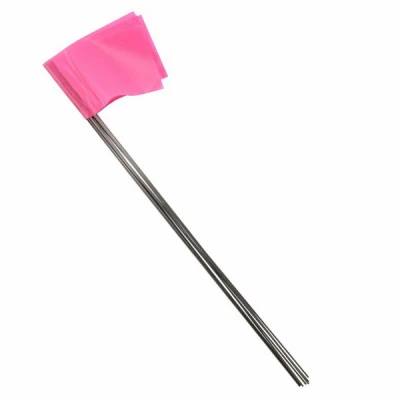 Marking Stake Flags, Fluorescent Pink, 2.5 x 3.5 In. Flag, 15 In. Stake, 10-Pk.
