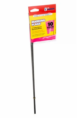 Marking Stake Flags, Fluorescent Pink, 2.5 x 3.5 In. Flag, 15 In. Stake, 10-Pk.