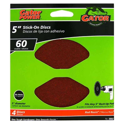 Sanding Discs, Aluminum Oxide, 60-Grit, 5 In., 4-Pk.