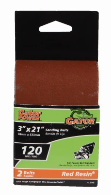 Sanding Belts, Aluminum Oxide, 120-Grit, 3 x 21 In., 2-Pk.
