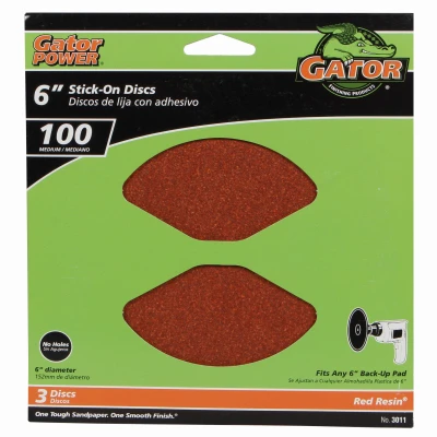 Sanding Discs, Aluminum Oxide, 100-Grit, 6 In., 3-Pk.