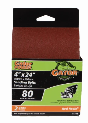 Sanding Belts, Aluminum Oxide, 80-Grit, 4 x 24 In., 2-Pk.