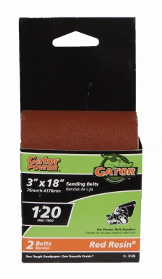 Sanding Belts, Aluminum Oxide, 120-Grit, 3 x 18 In., 2-Pk.