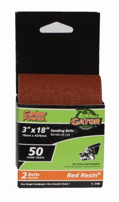 Sanding Belt, Aluminum Oxide, 50-Grit, 3 x 18 In., 2-Pk.