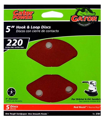 Sanding Discs, Aluminum Oxide, 220-Grit, 5 In., 5-Pk.